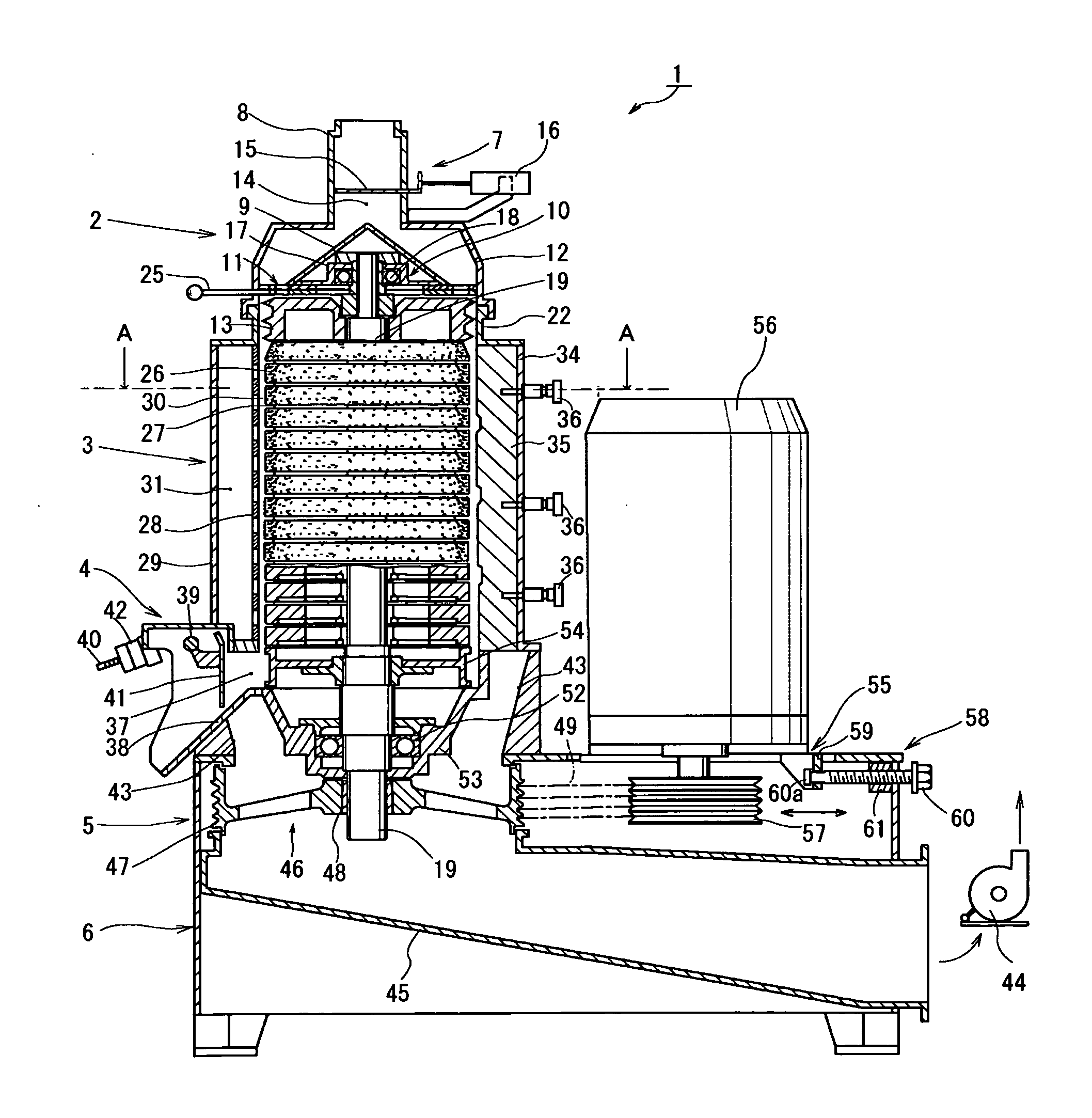 Grinding type vertical grain milling machine