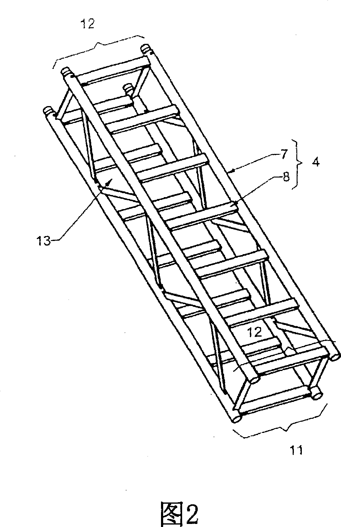 Platform support device for lifting loads or persons the height of a structure