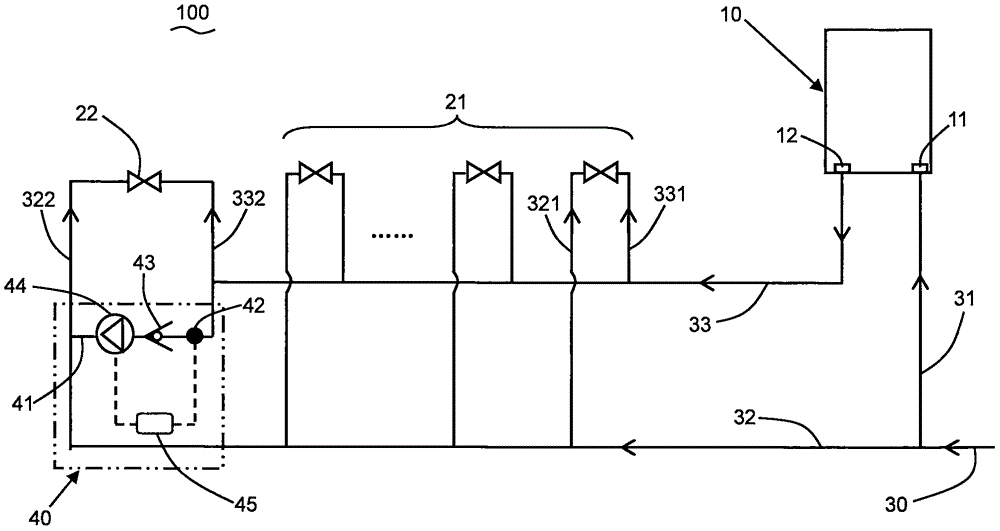 Water circulation module and water heating system adopting water circulation module