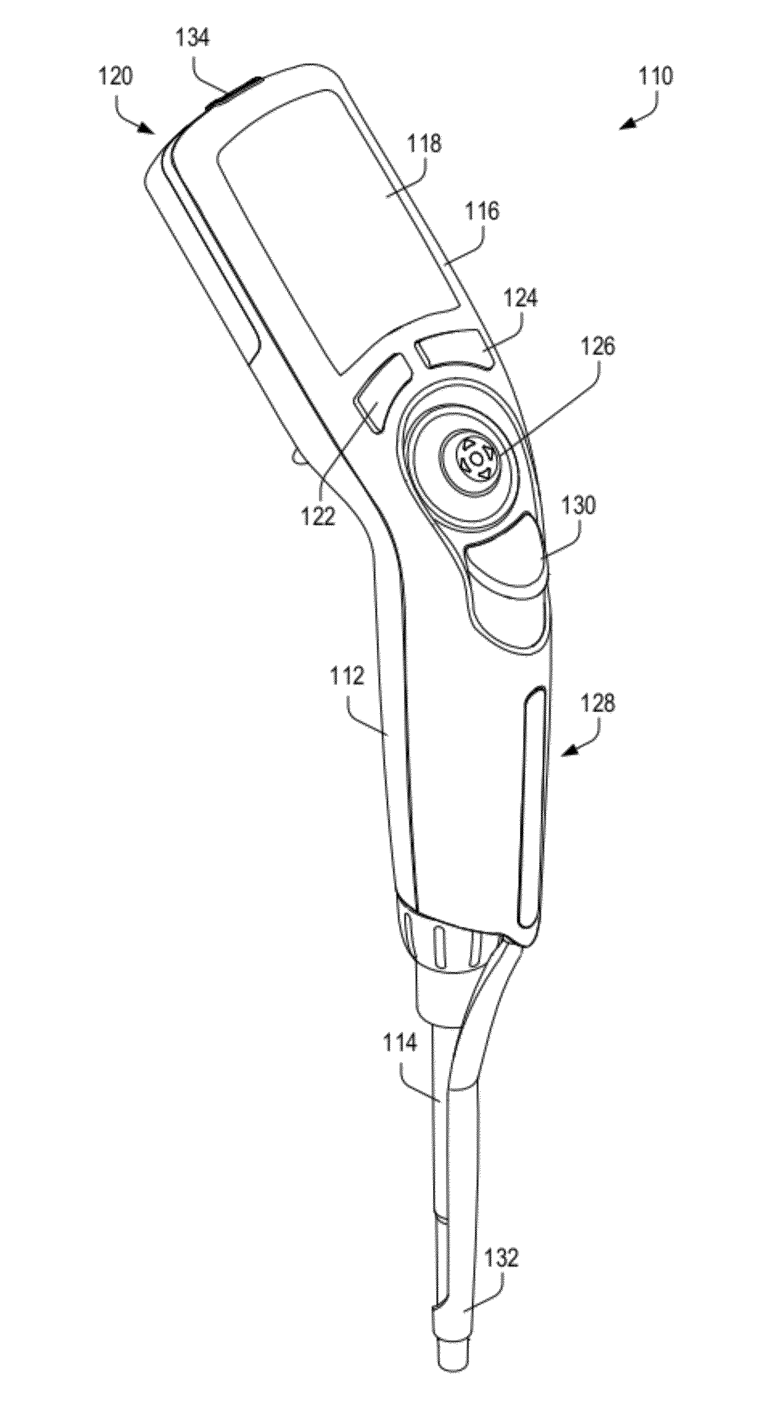 Electronic pipette with two-axis controller