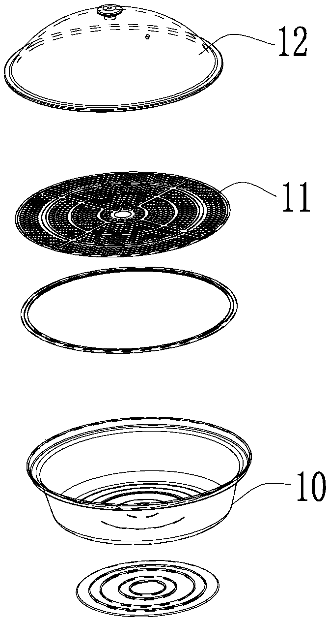 Steaming and barbequing container and microwave heating system