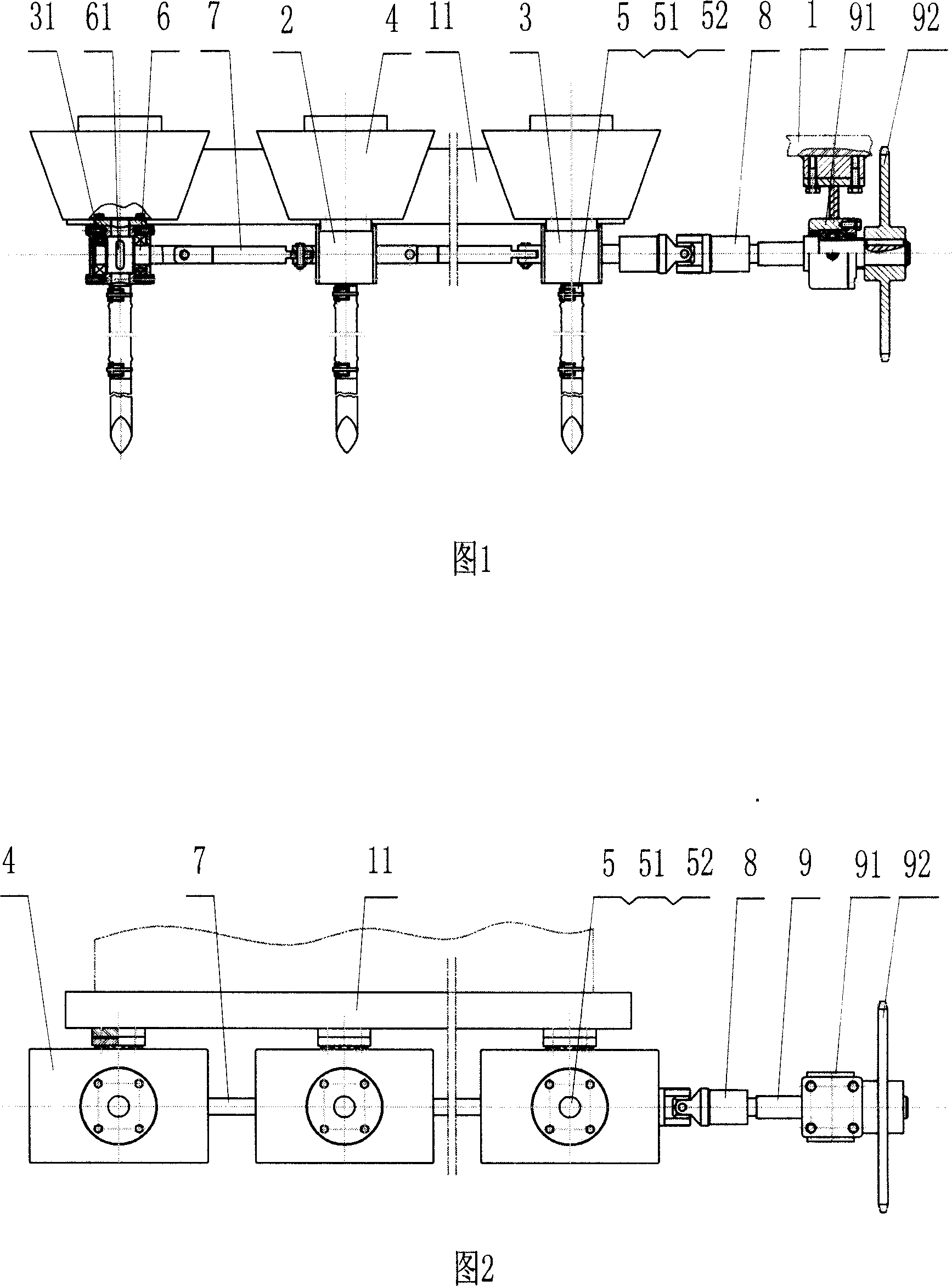 Vehicular dynamic in-phase seeding device for desert vegetation