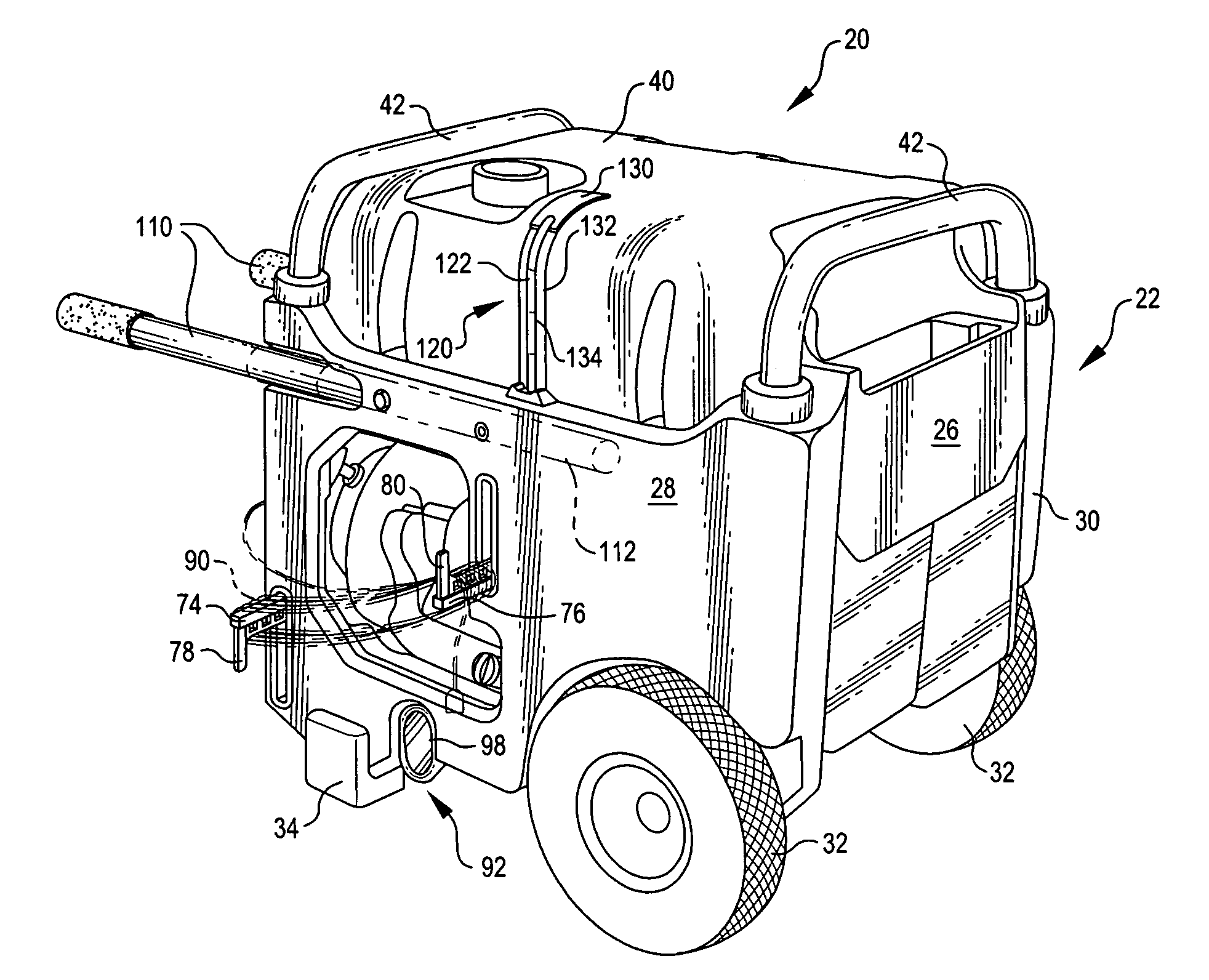 Generator having a plastic frame