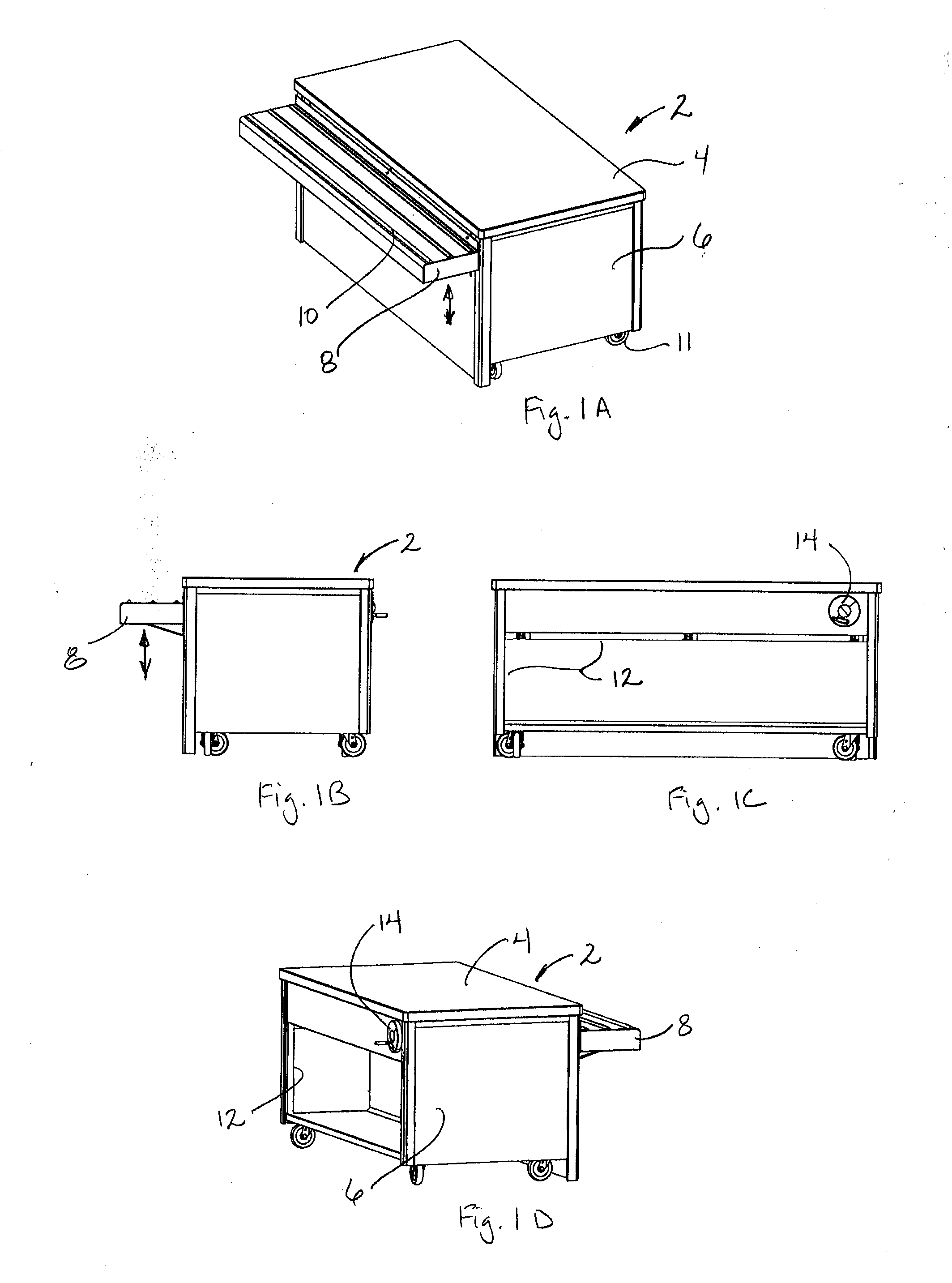 Food-line serving counter with adjustable trayslide