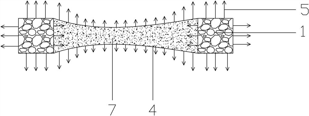 A device and method for testing the tensile, compressive, and creep properties of inter-hole rock bridges using expansion agents