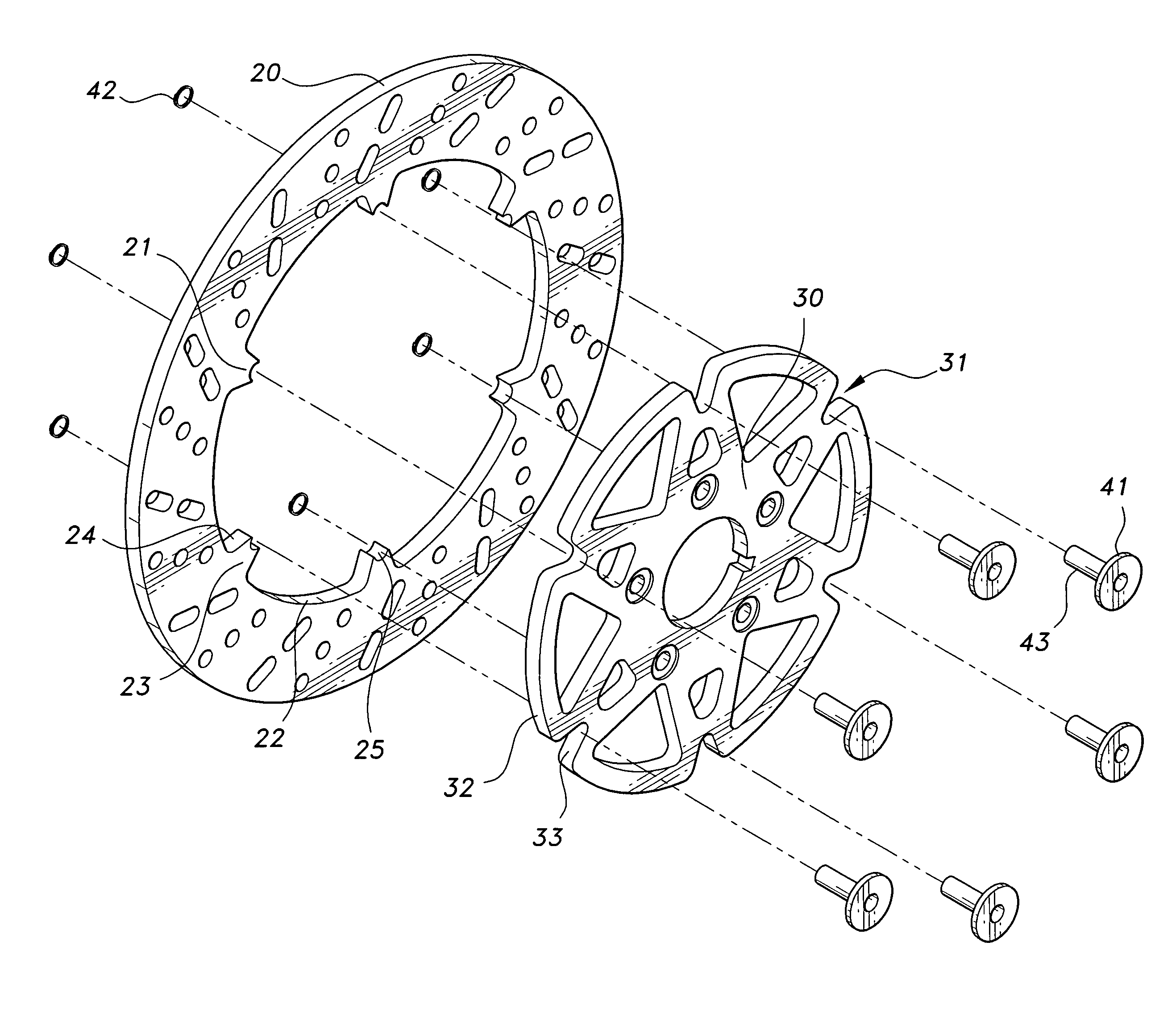 Floating brake rotor assembly with non-load bearing pins