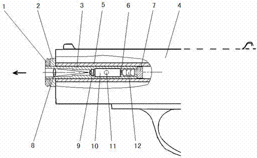 Adsorption gun-barrel inserted laser transmitter