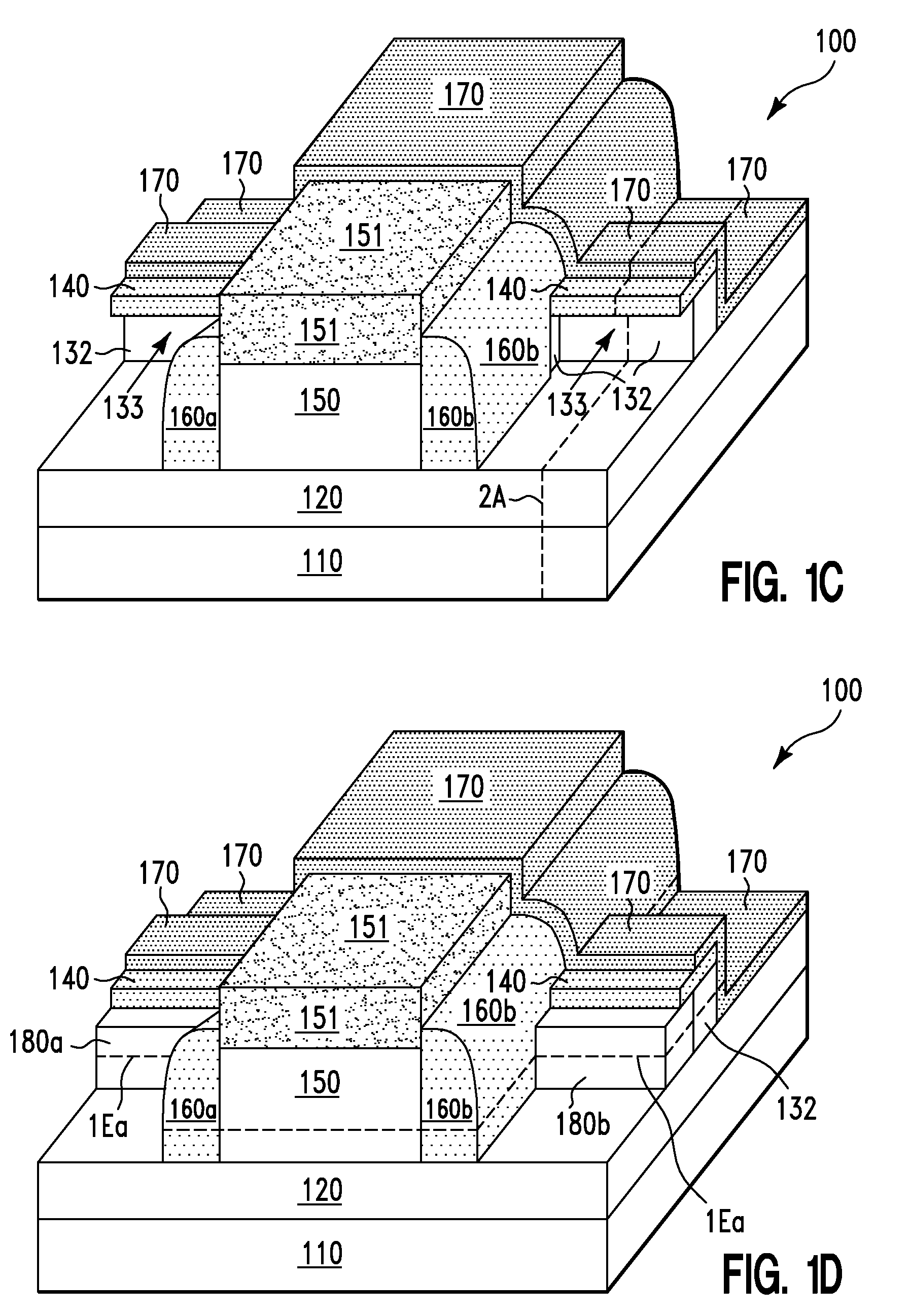 Transistors having asymmetric strained source/drain portions