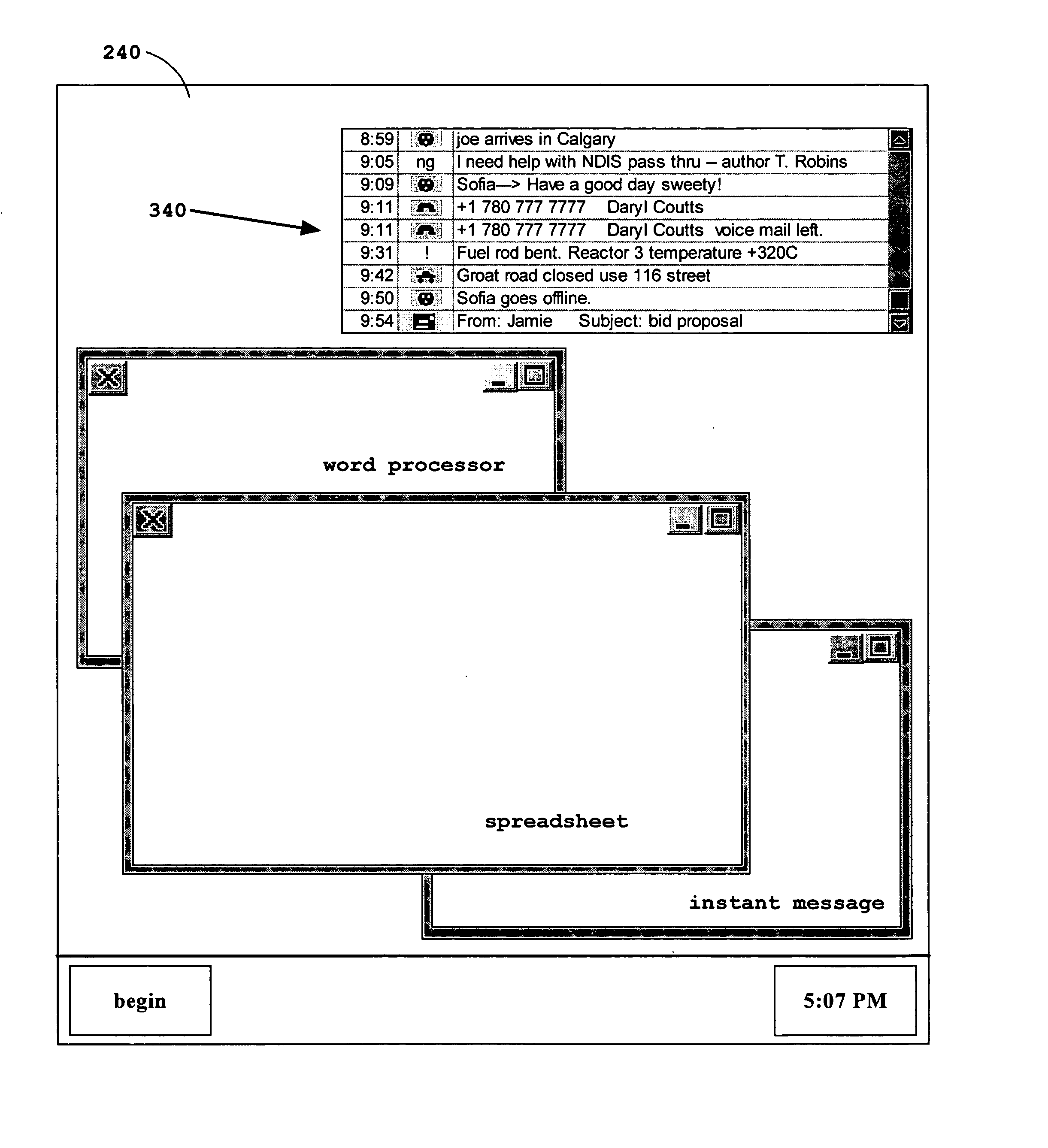 Textpane for pushed and pulled information on a computing device