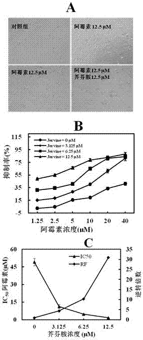 Application of jervine to preparation of multidrug resistance reversal agent for tumor