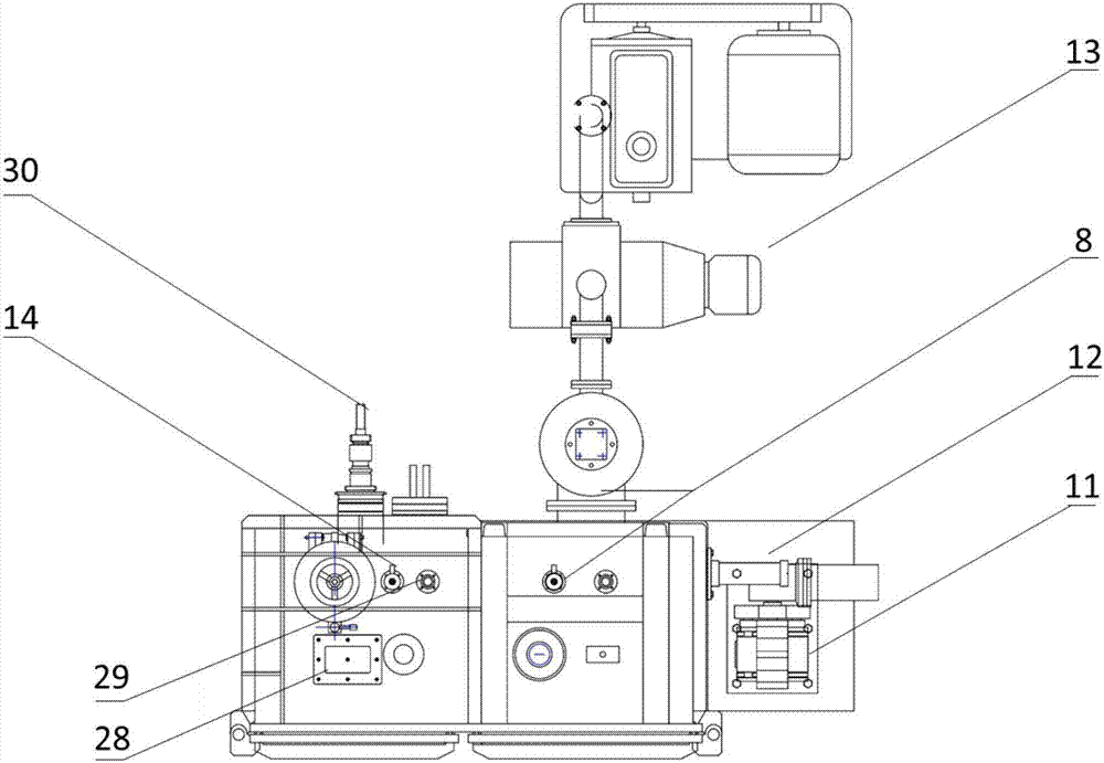 Integrated device and method for conducting smelting and electromagnetic-ultrasonic coupled continuous casting on vacuum condition