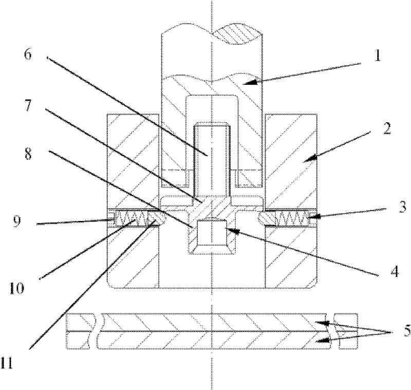 Single-sided self-piercing friction stub rivet welding device and connection method thereof