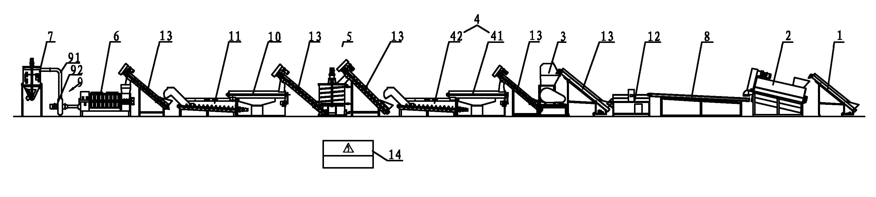 Recycling, breaking and cleaning line for polyethylene terephthalate (PET) mineral water bottle