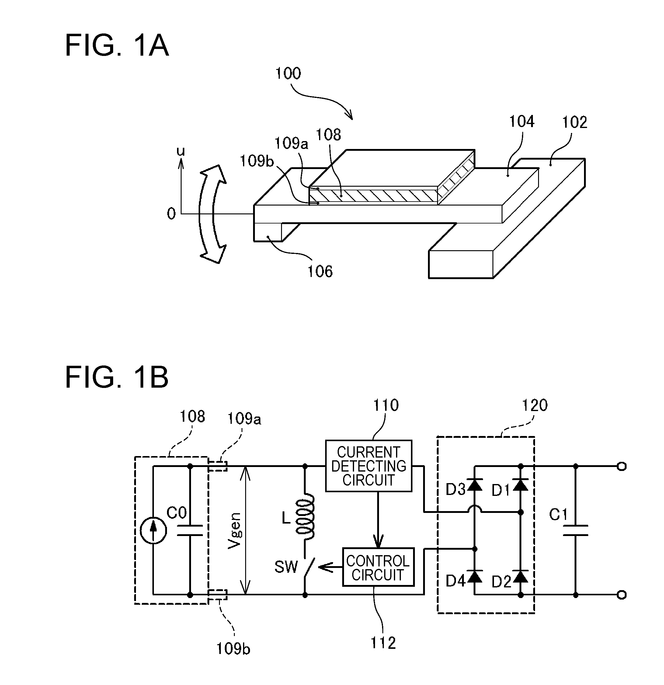 Power generating device and electronic component