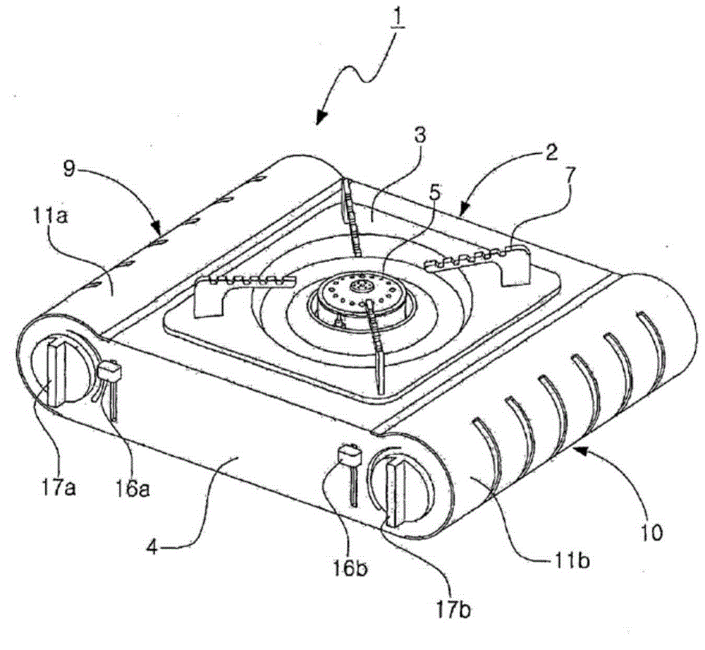 Residual gas-exhausting type portable gas burner