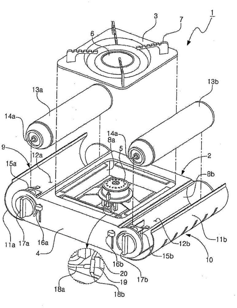 Residual gas-exhausting type portable gas burner