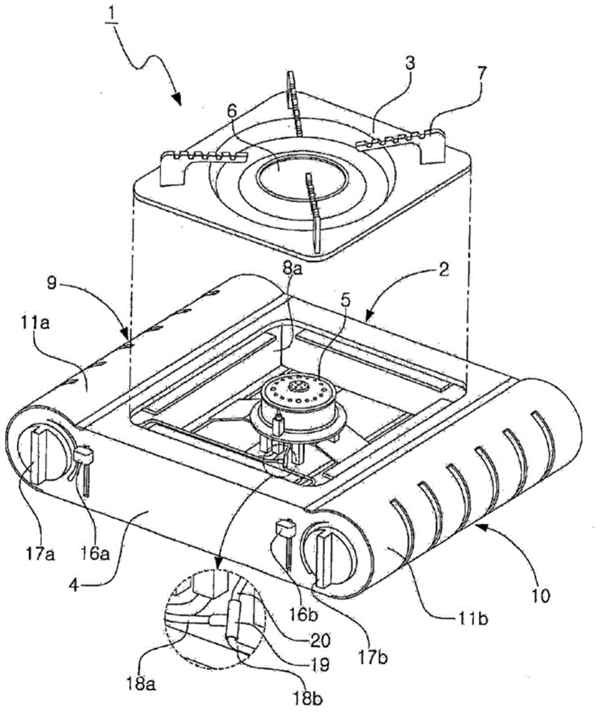 Residual gas-exhausting type portable gas burner