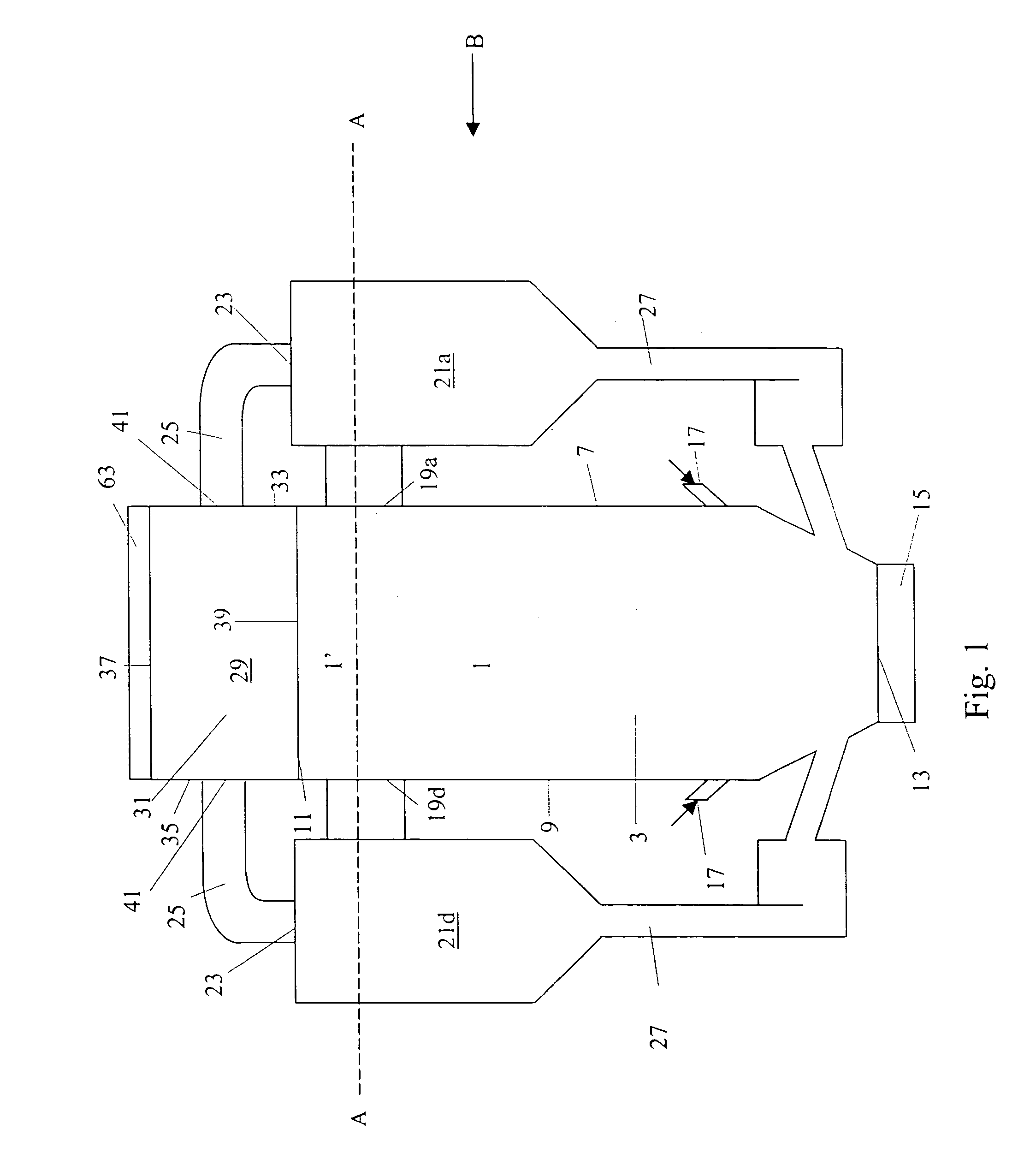 Fluidized bed reactor system having an exhaust gas plenum