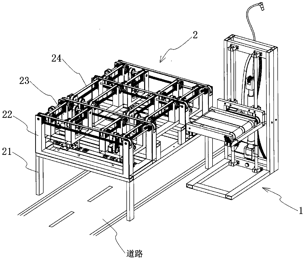 A circular automatic access parking device on the upper layer of the road