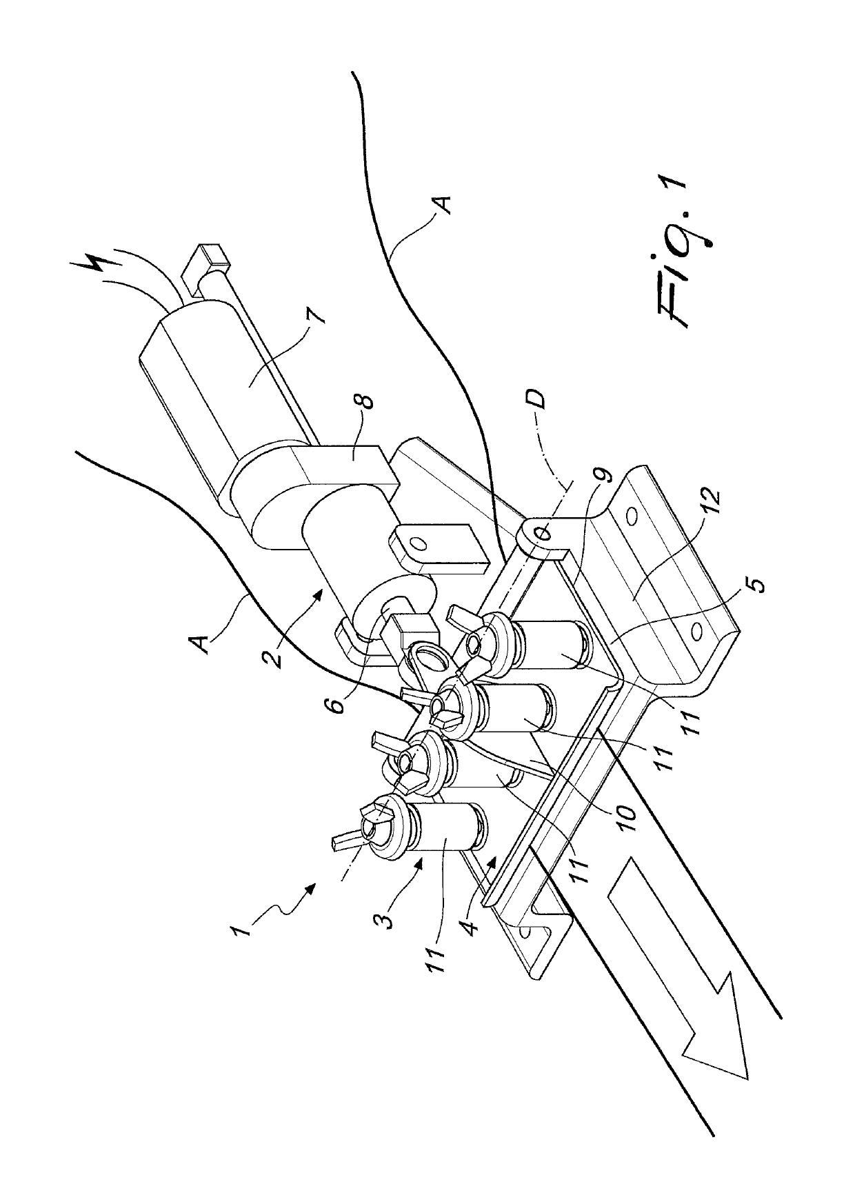 Device for braking lines of tying twine