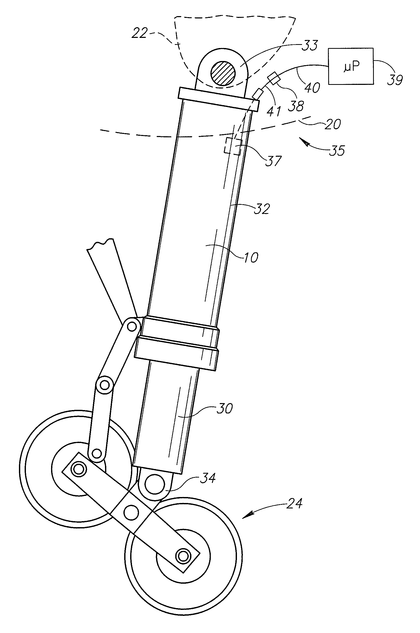 Aircraft shock strut having a fluid level monitor