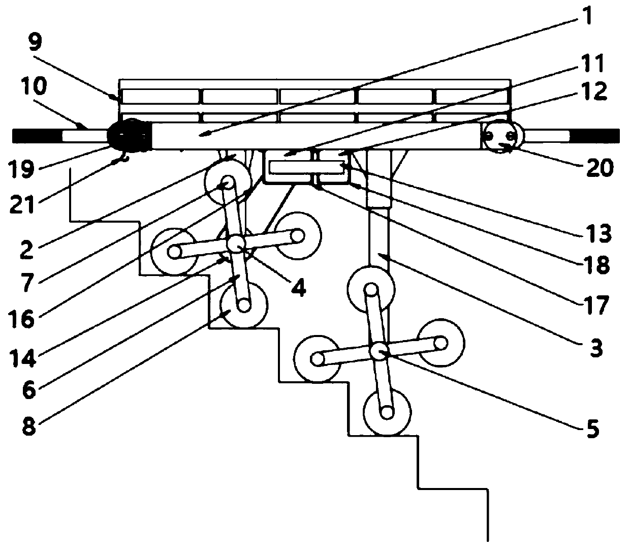 Low-rise building stair climbing carrying vehicle device