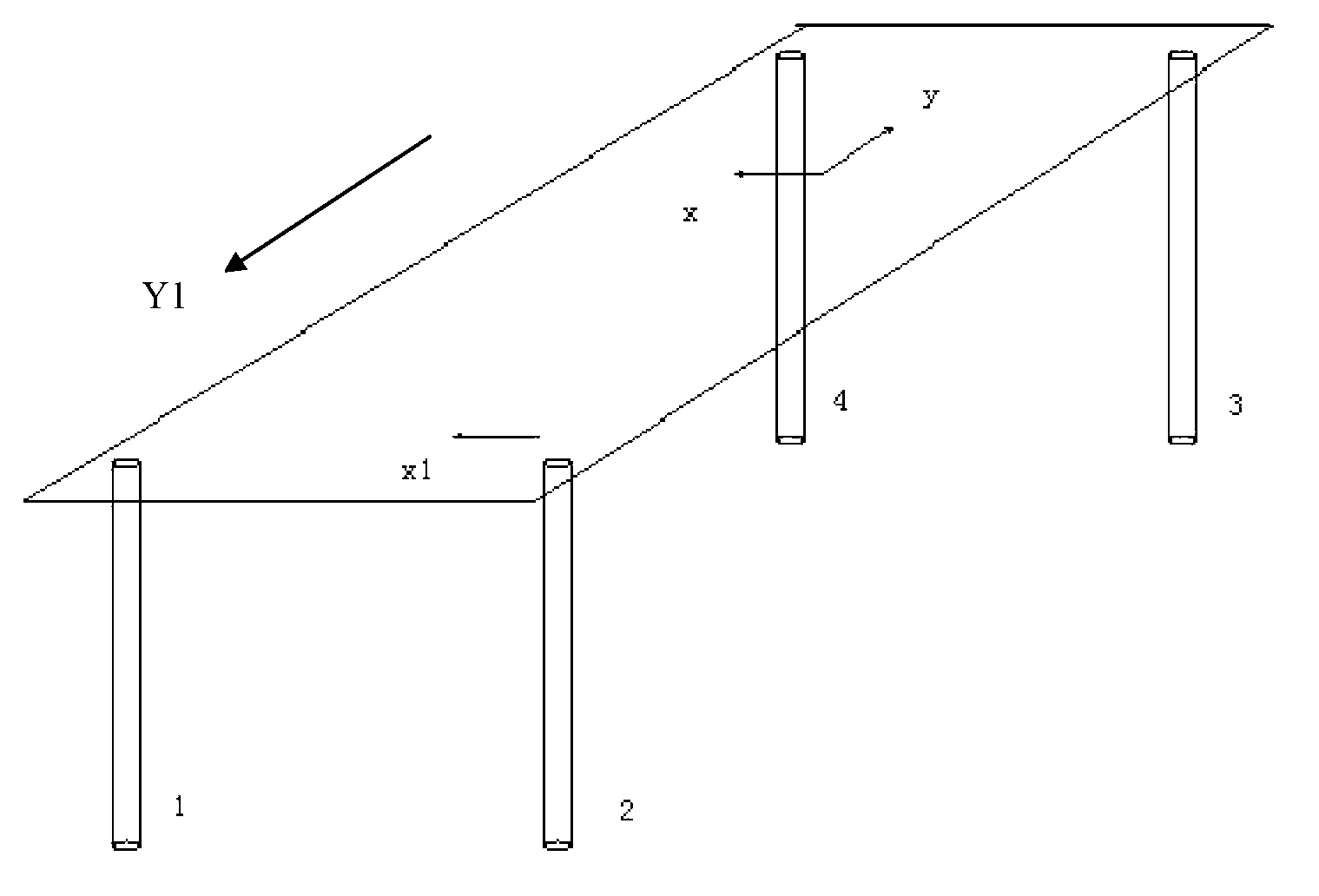 Hydraulic four-point leveling method with accuracy less than 1 minute