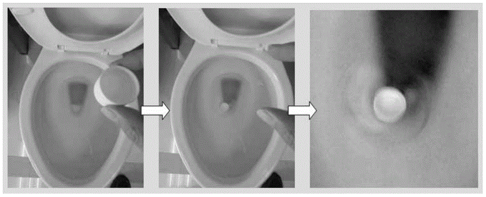 Composition capable of rapidly forming splash-proof buffering film on surface of water seal of closestool