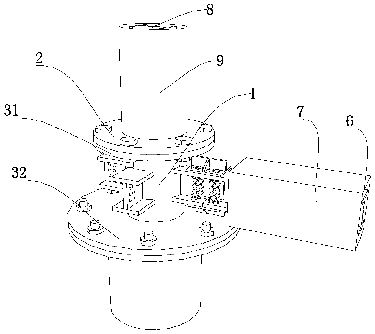 Three-dimensional fabricated beam column node structure