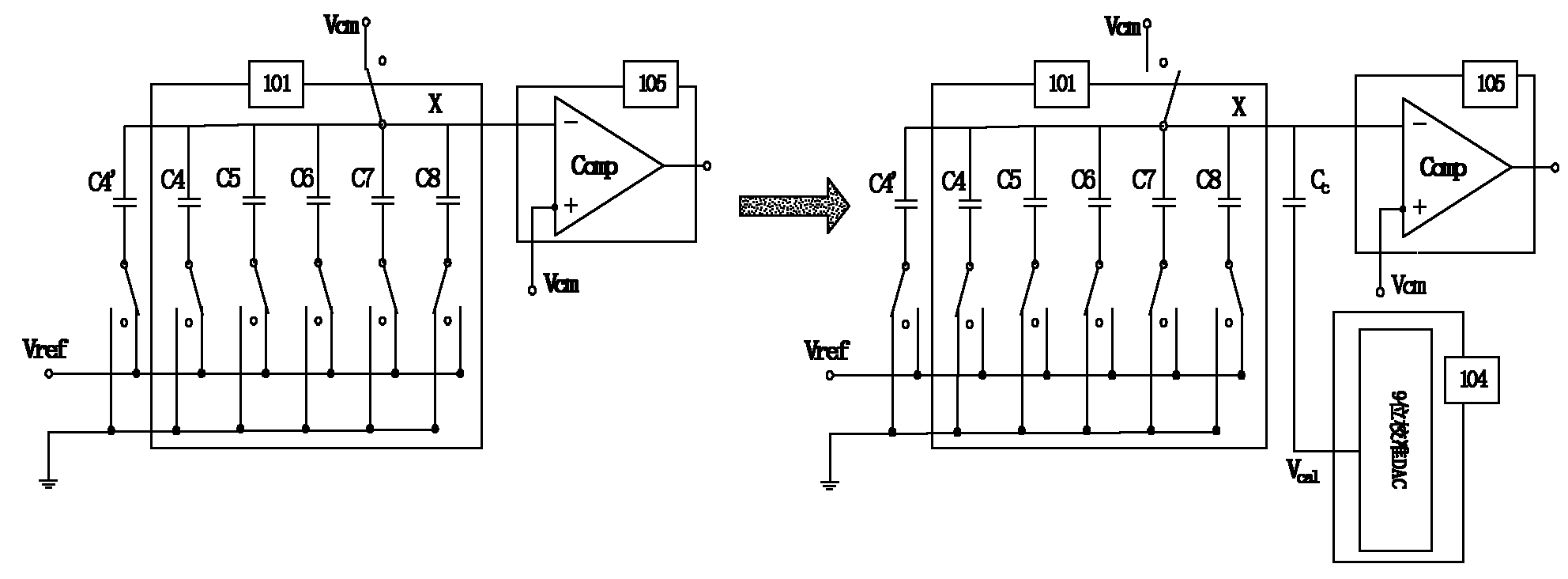 Sequential approximation analog to digital converter with digital correction and processing method thereof