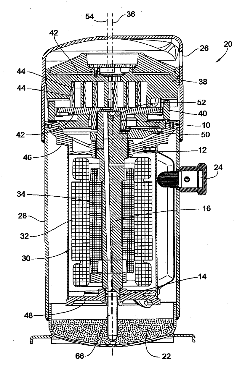 Shaft bearings, compressor with same, and methods