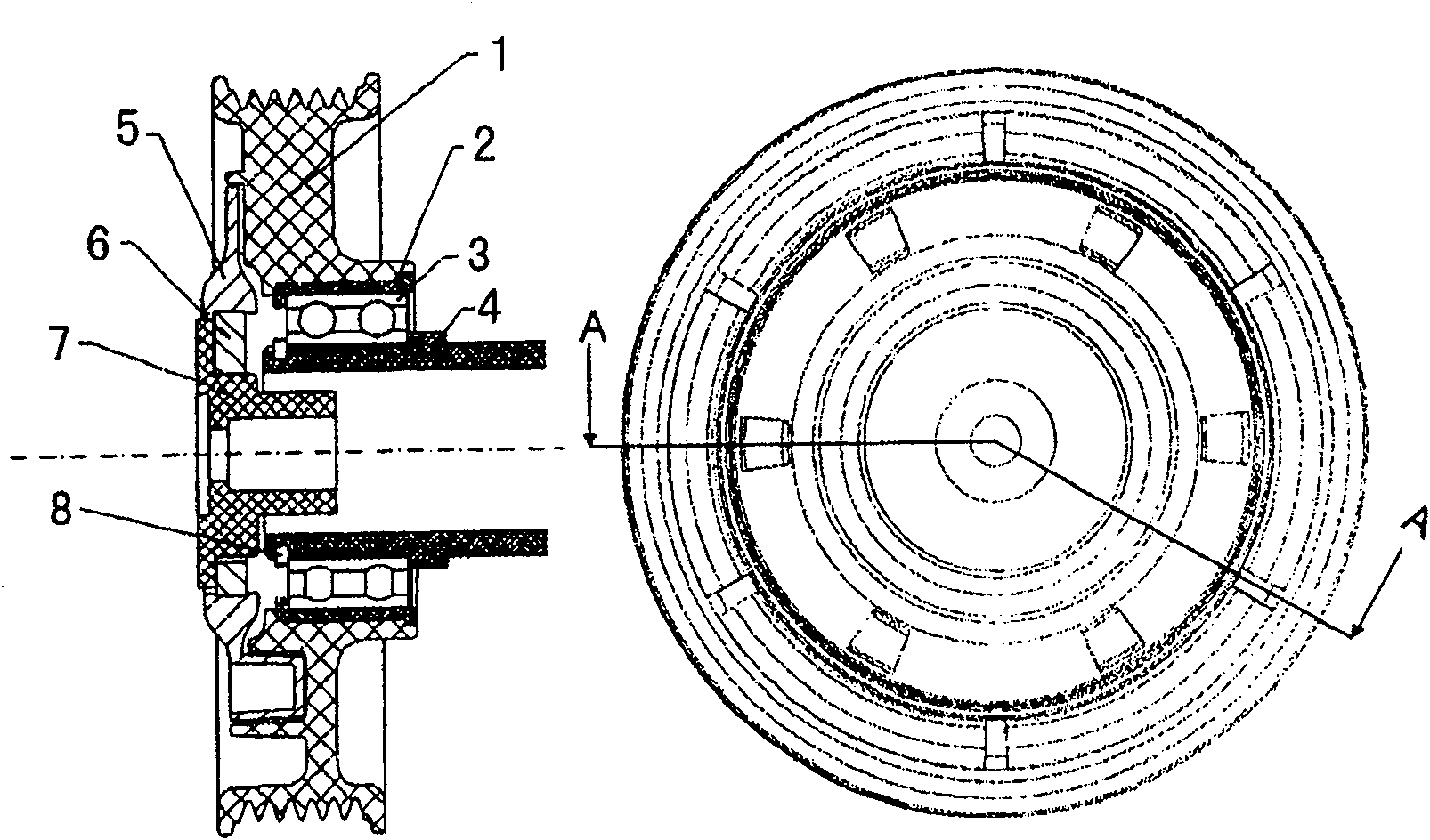 Device for transferring torque from electromotor to compressor