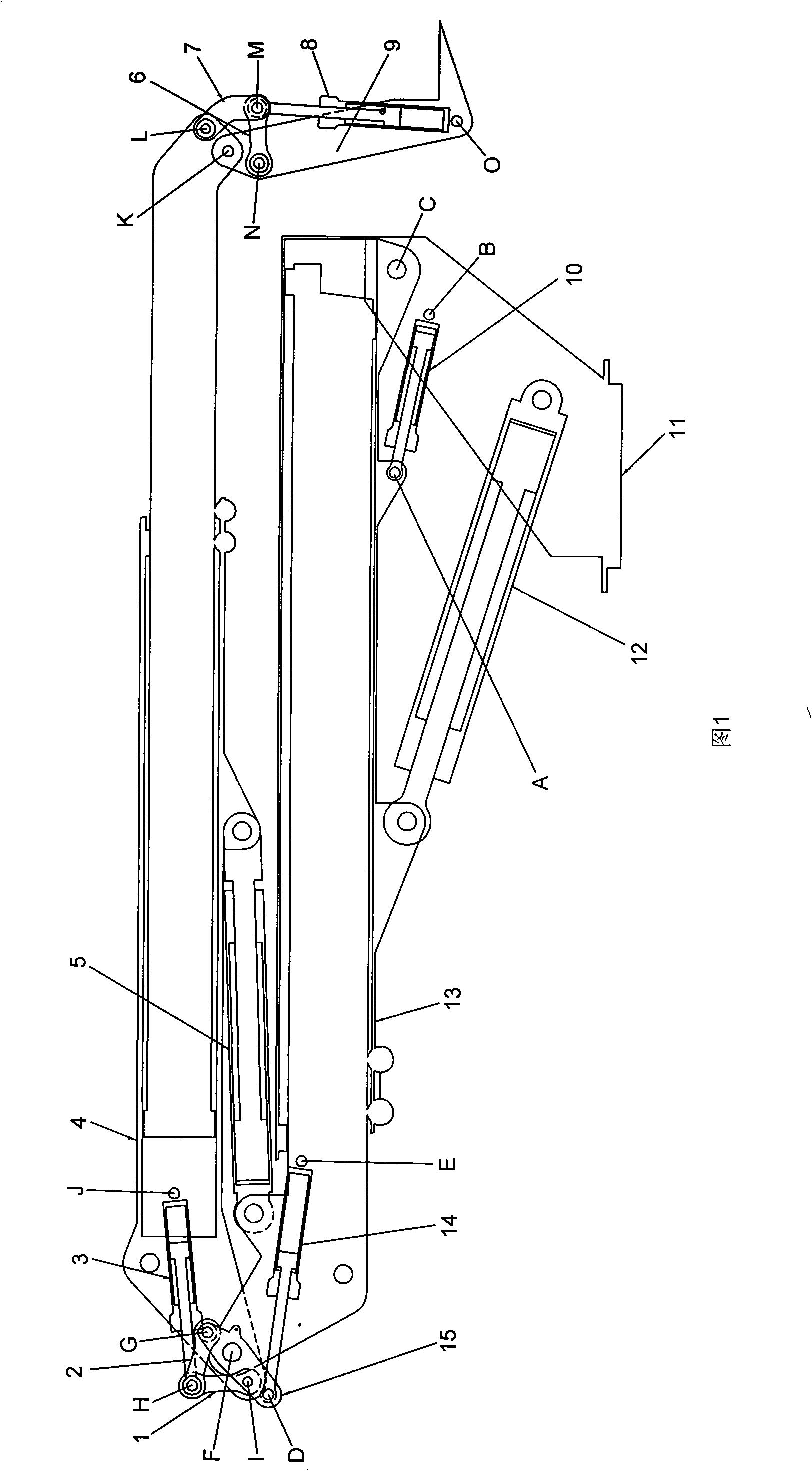 High-lift operation vehicle working bucket leveling mechanism