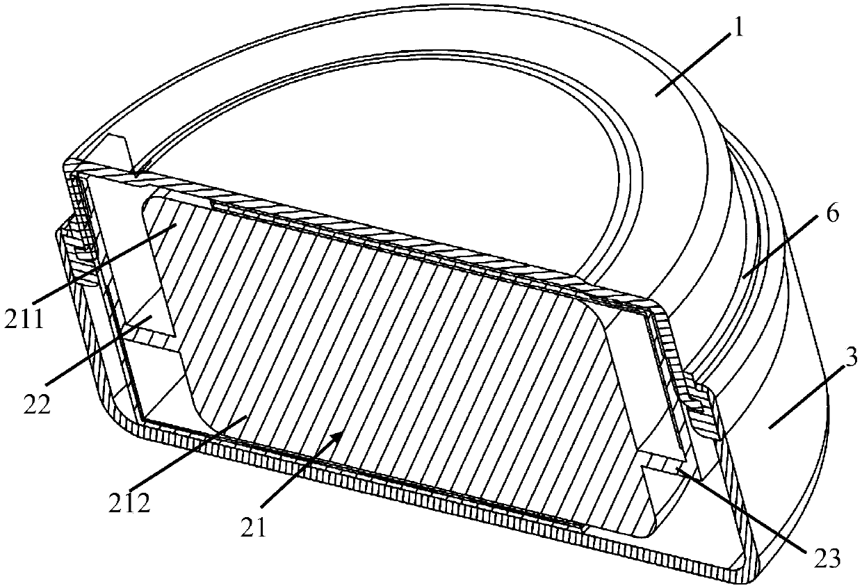 Battery containing soft package battery cell