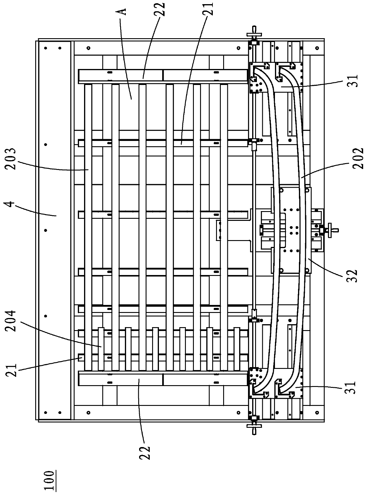 Flexible rod piece storing and positioning frame