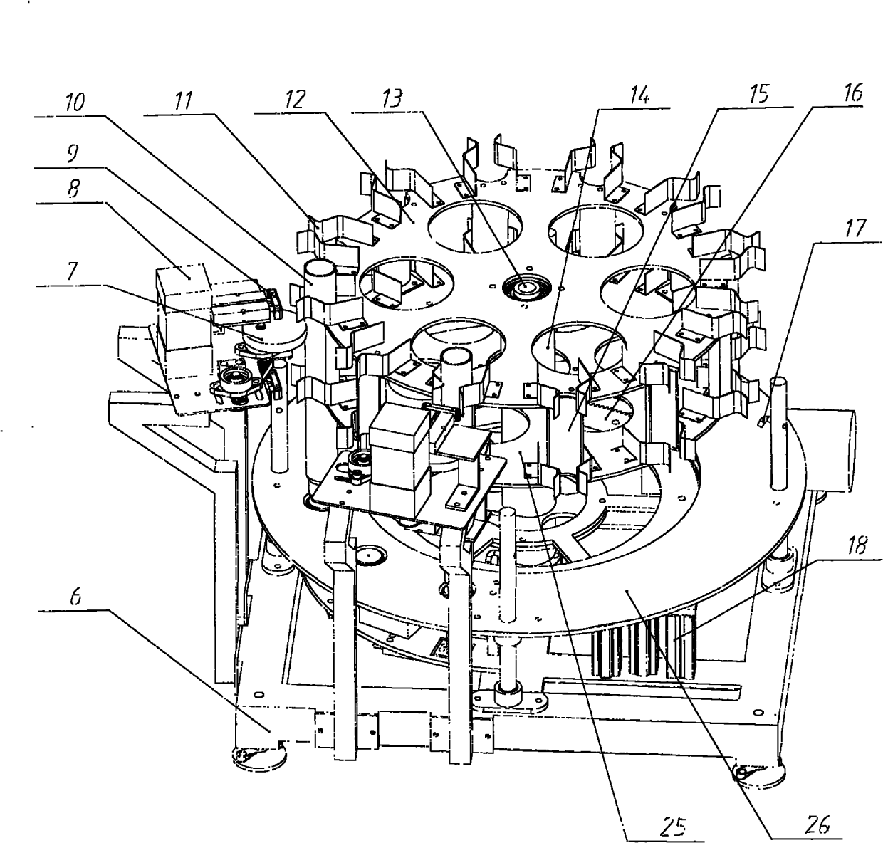 Automatically-rotating explosive machine