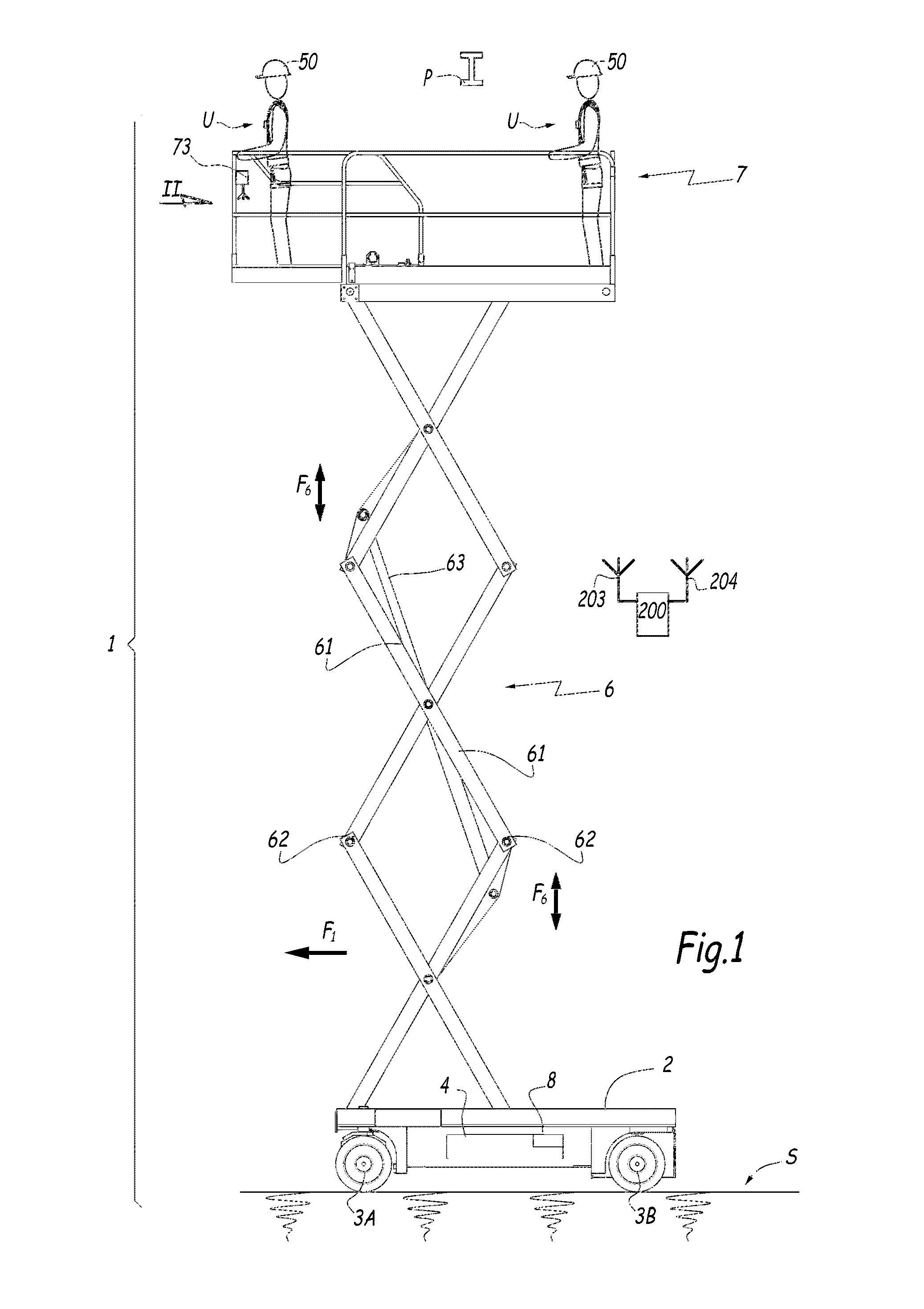 Protecting device for a user of an aerial lift and aerial lift comprising such a device