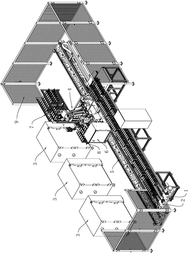 Baking oven automatic material loading and unloading system based on robot and method thereof