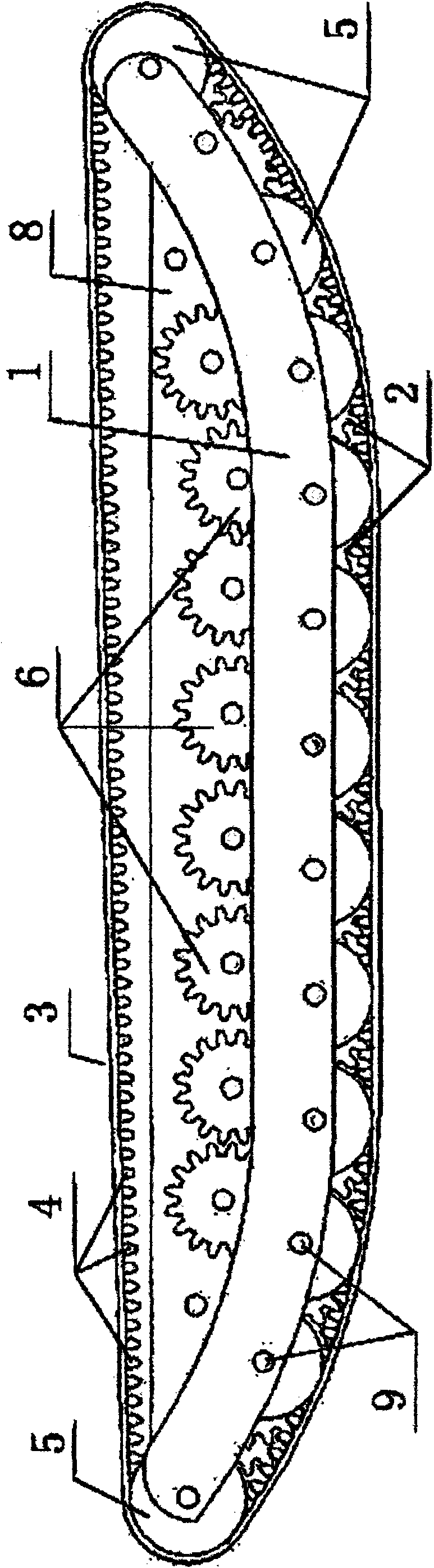 Staggered supporting wheel type crawler device