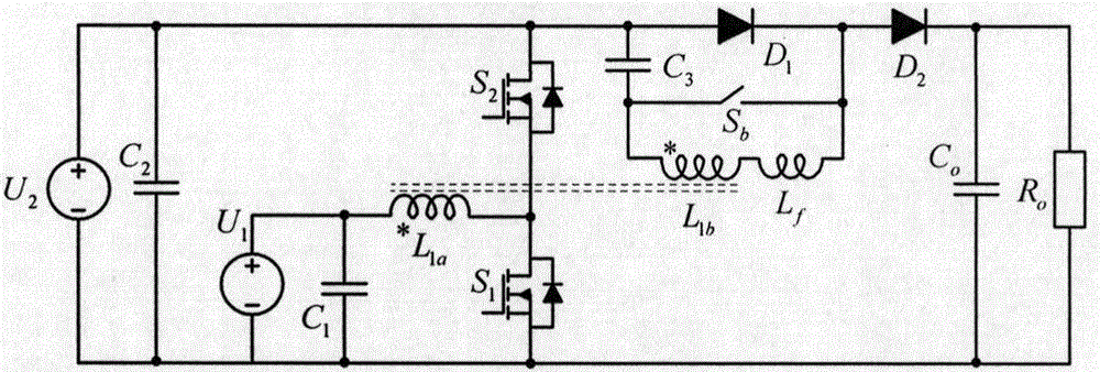 Booster type non-isolated three-port DC converter and control method thereof