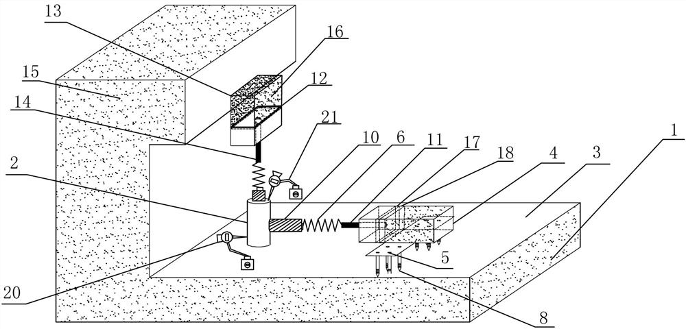 An in-situ testing device and method for testing rock sample shear strength and long-term creep deformation