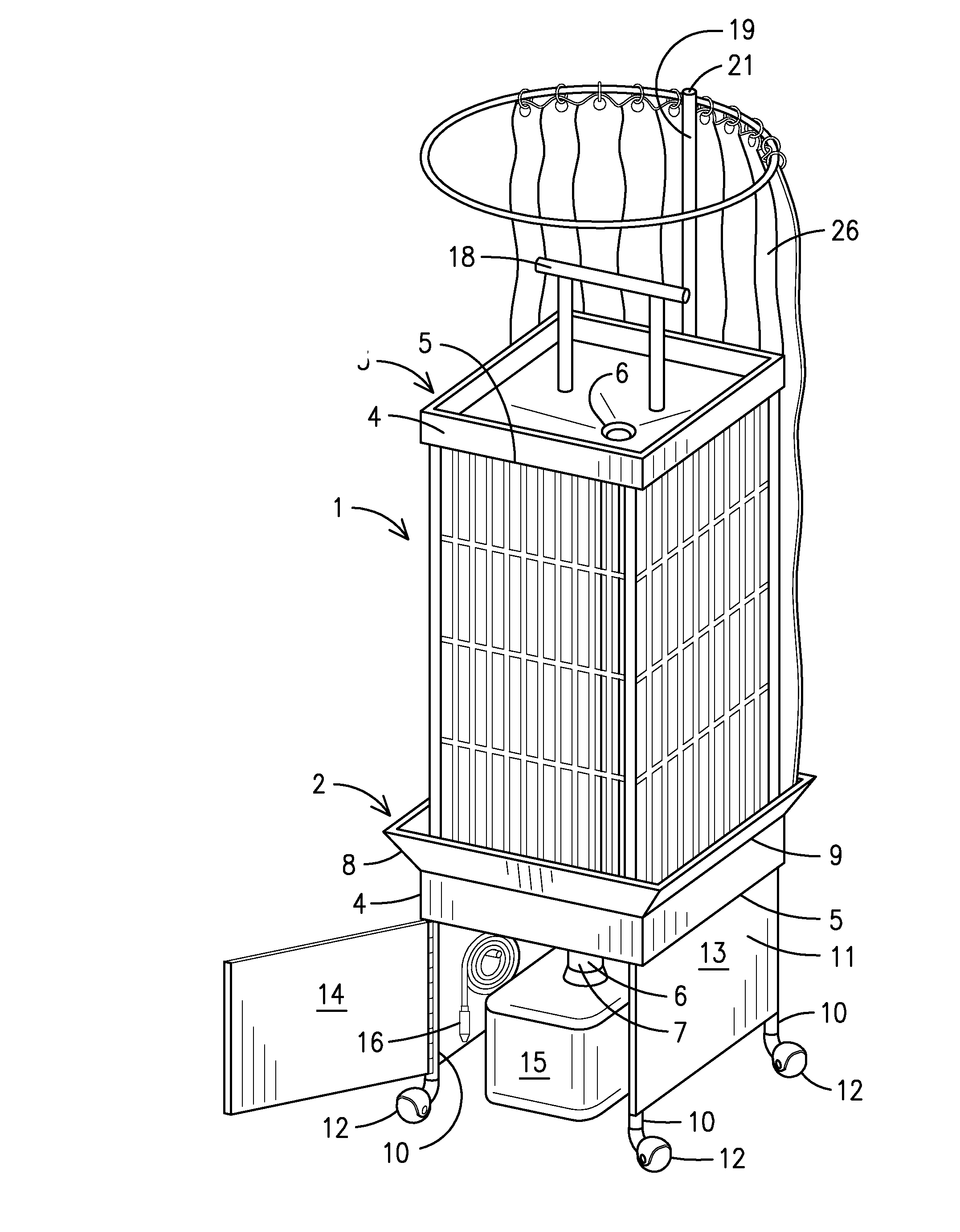 Bird cage assembly with cleaning sinks