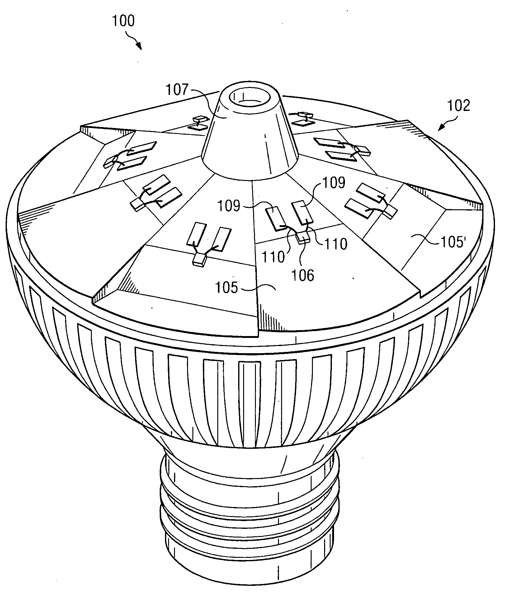 Wide-angle LED lighting lamp with high heat-dissipation efficiency and uniform illumination