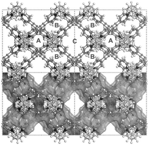 Supramolecular microporous framework material supported by functionalized caged borane anion pillars and its preparation method and application