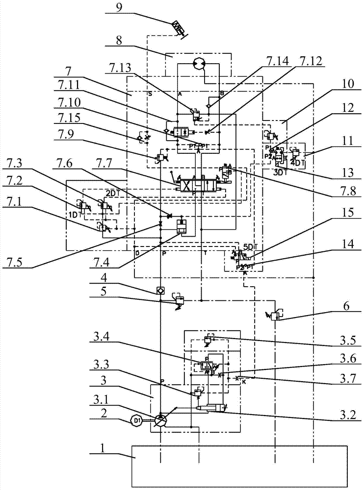 A winch hydraulic system that controls the guide cable through stepless speed regulation and constant tension