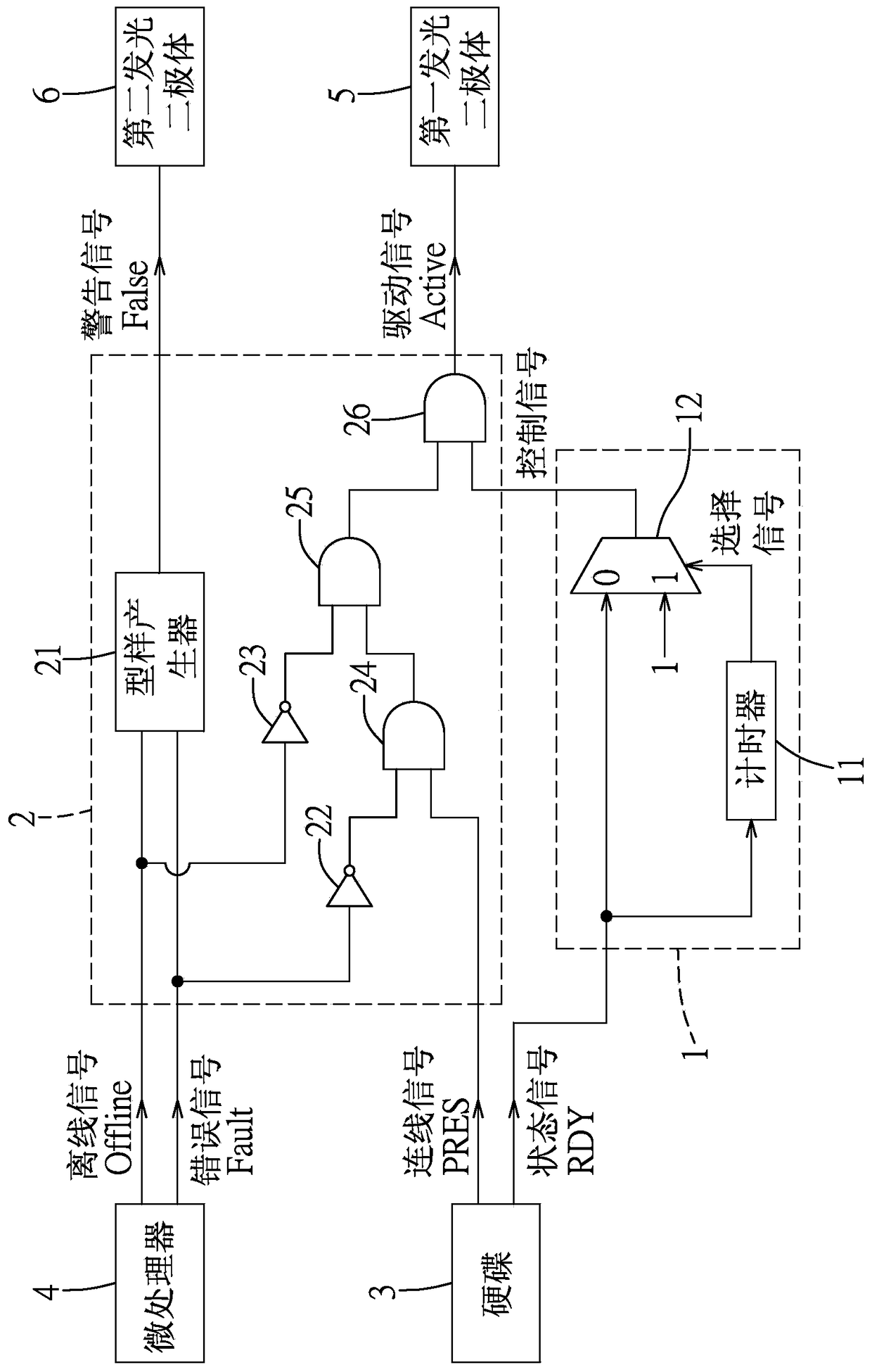 Hard disk light control circuit