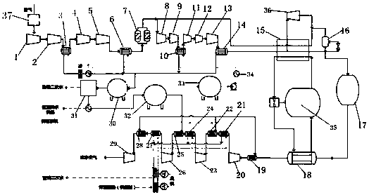 Electric energy replacement system and method of combined supply of cooling heating and power based on high pressure liquid