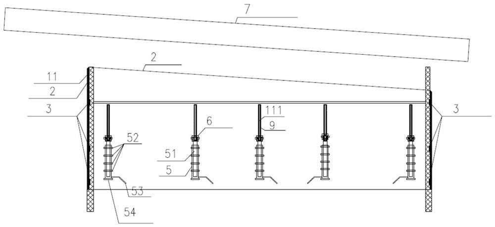 Large-section rectangular pipe jacking machine jacking structure with external brim and construction method thereof