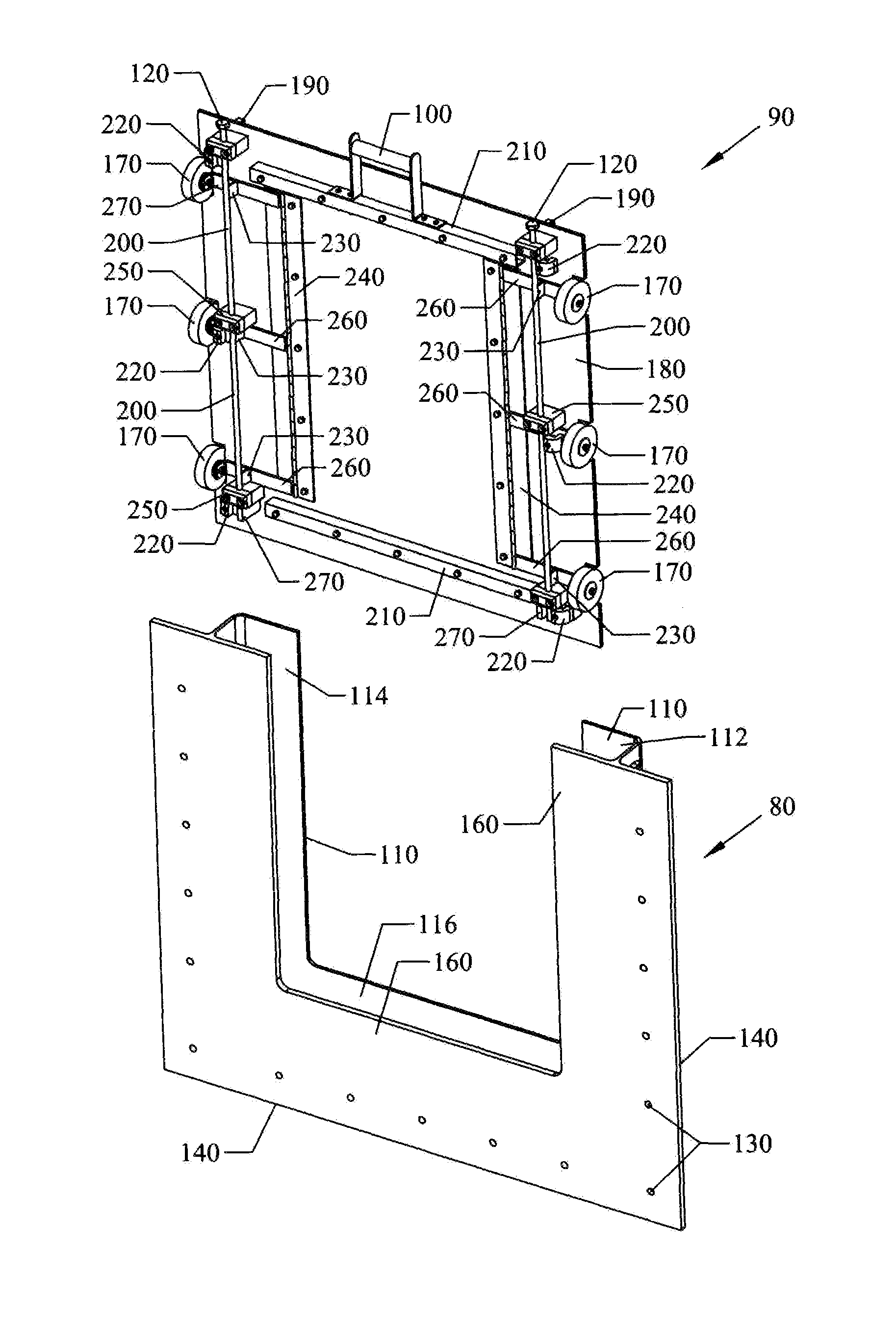 Rotatable wheel box service panel door and equalizer