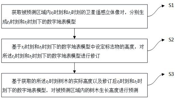 A tree height prediction method, transmission line tree barrier early warning method and system